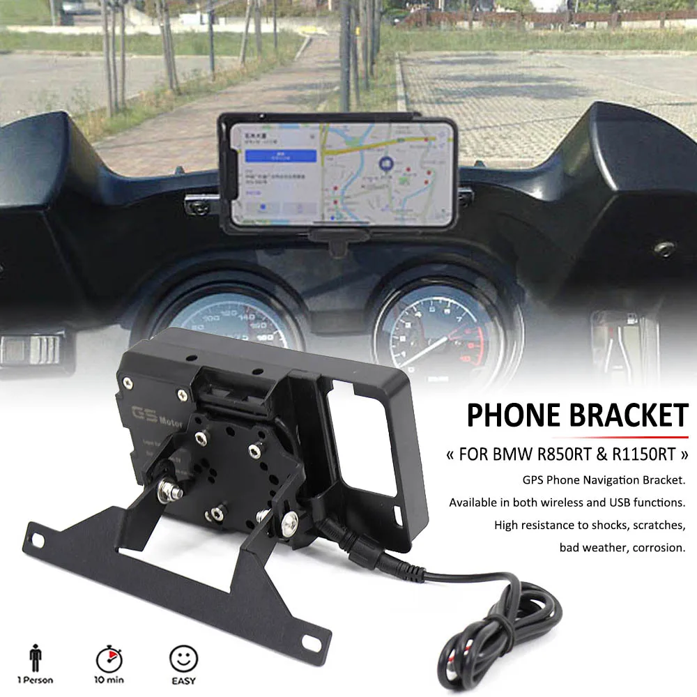 

R 850 1150 RT NEW Motorcycle Windshield GPS Phone USB Wireless Charging Holder Navigation Bracket Stand FOR BMW R850RT R1150RT