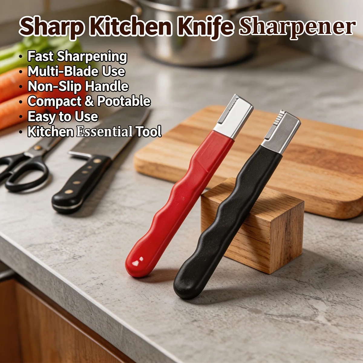 Professional Kitchen Knife Scissors Sharpener Tungsten Diamond Ceramic Sharpening Stone for All Blades Including Garden Shears