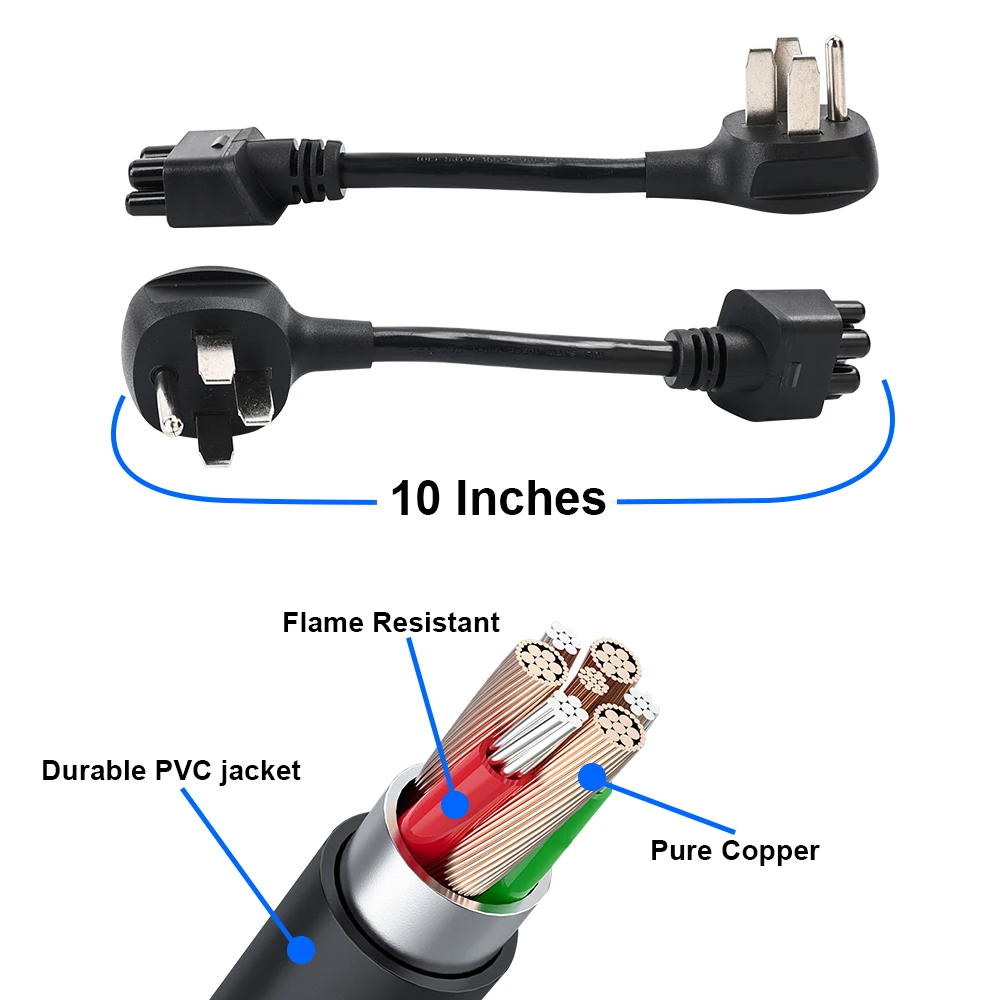 ADPOW For Tesla Model 3 S Y X Extension Cable 32A 3.5/7KW 10 Inch NEMA 14-50 Adapter Portable EV Chargers Accessories