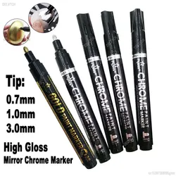 High Gloss Liquid Mirror Chrome Marker Paint Pen 0.7mm 1.0mm 3.0mm Tip Silver Gold Metallic Color DIY For Art Craftwork Graffiti