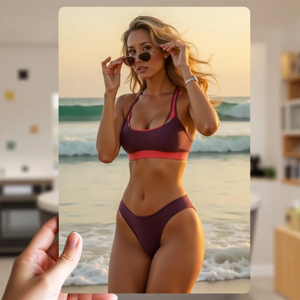 Sexy Bikini-Set mit hoher Taille und rotem Besatz, bequeme elastische Strandbekleidung für Damen