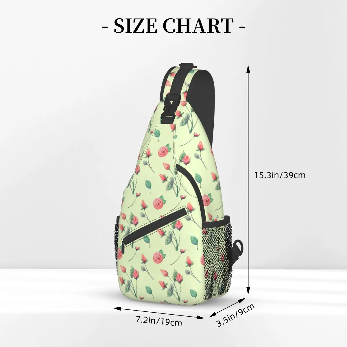 Green With Flowers Small Sling Bags Chest Crossbody Shoulder Sling Backpack Outdoor Hiking Daypacks Pink Flower Men Women Pack