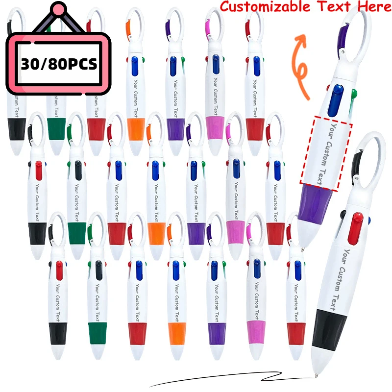 30-80pcs-4-in-1-multi-color-customizable-ballpoint-pens-for-daily-use-funny-design-key-chain-pens-office-staff-and-students