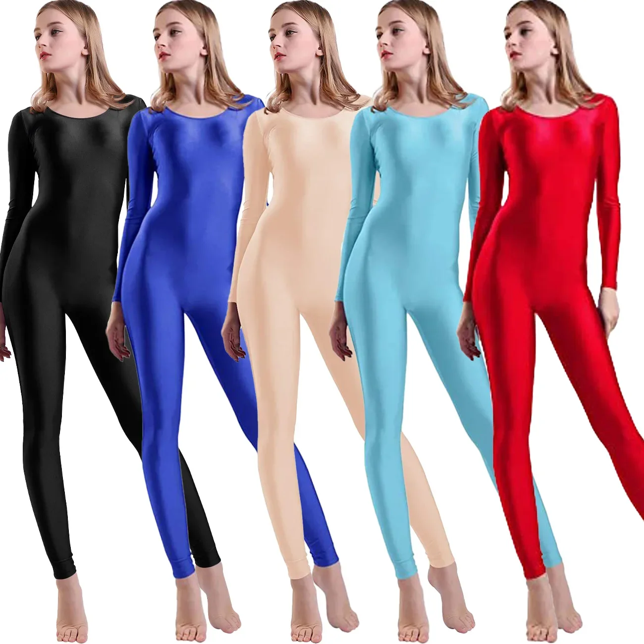 

Women's Full Body Ballet Dance Unitard Long Sleeve Spandex Leotard Performance Dancewear Adult Bodysuit