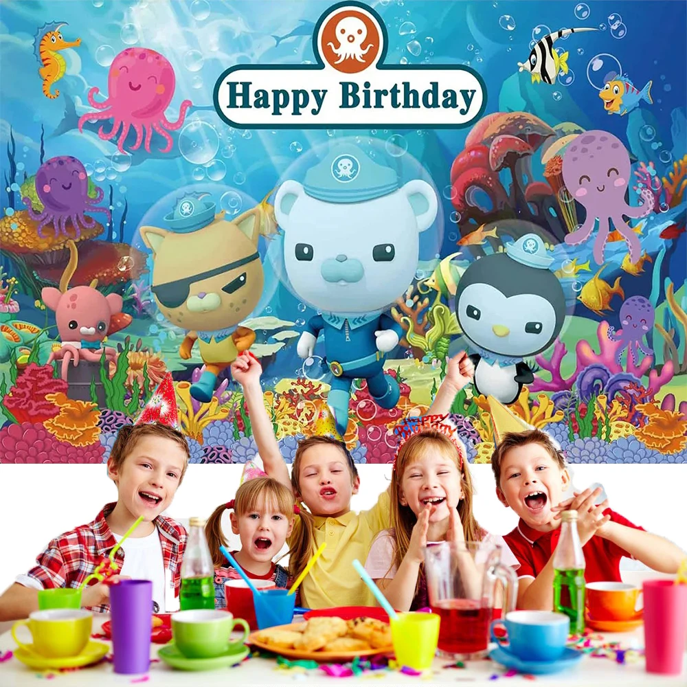 Octonauts Theme Bckground Kids Boys Birthday Party Decor Banner Cartoon Underwater World Sea Pockets Brave Boys Child Toy Custom