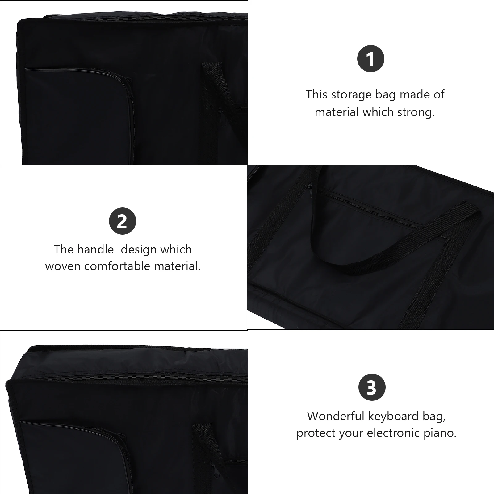 

1pc Oxford Cloth Keyboard Bag 61 Keys Black Color Waterproof Durable Electronic Piano Case Storage Solution Protective Cover
