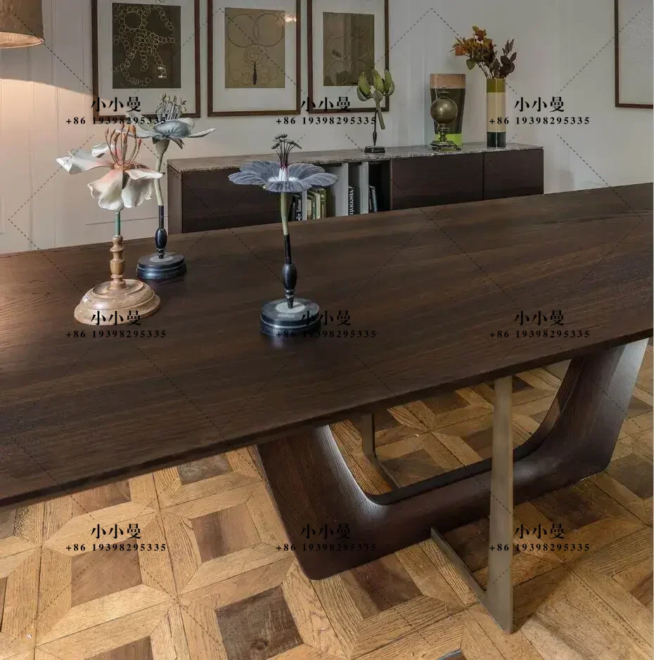 Nordic walnut color creative personality rectangular piano paint dining table