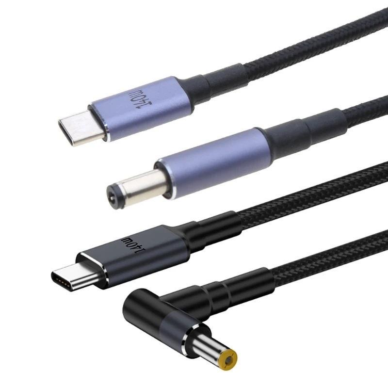Type C Male Input to DC5.5mm x 2.5mm 5.5mm x 2.1mm Male Power Charging Cable for Laptop Notebook 28V 5A 140W