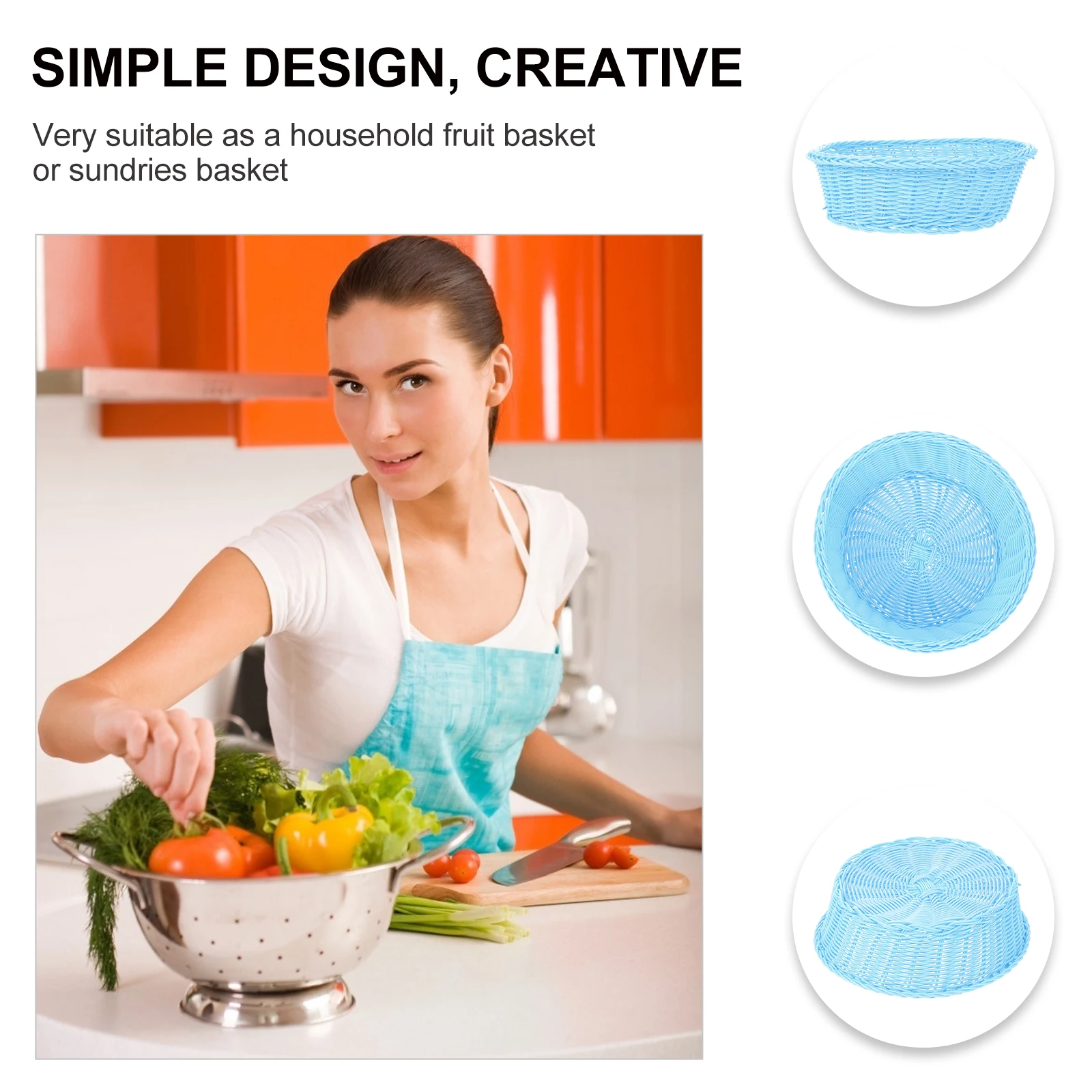 

Plastic Woven Fruit Basket Snack Serving Tray Bread Holder Rattan Style ganizer Home Storage Solution Kitchen Fruit Tray Serving