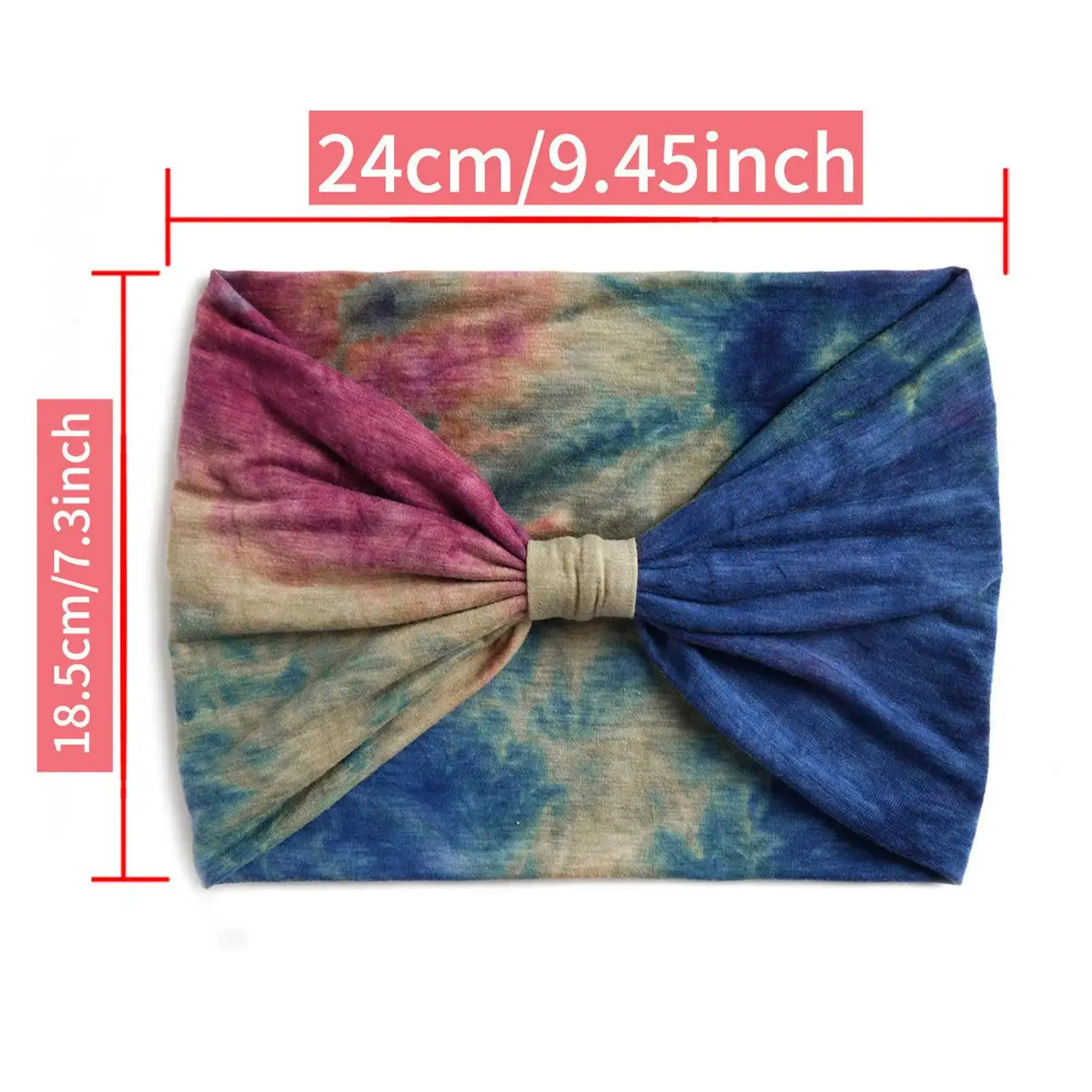 Tie Dye Headbands for Women Wide Turban Headwrap Knotted Vintage Hairbands Cotton Bandanas Bandage Headscarf Hair Accessories