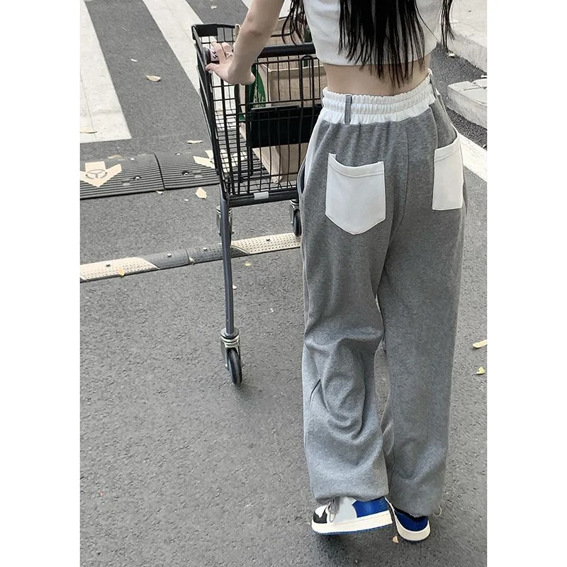 

Gray Sweatpants Women in Spring and Autumn Thin High Waist Pants Drooping Loose Versatile Wide-leg Casual Pants