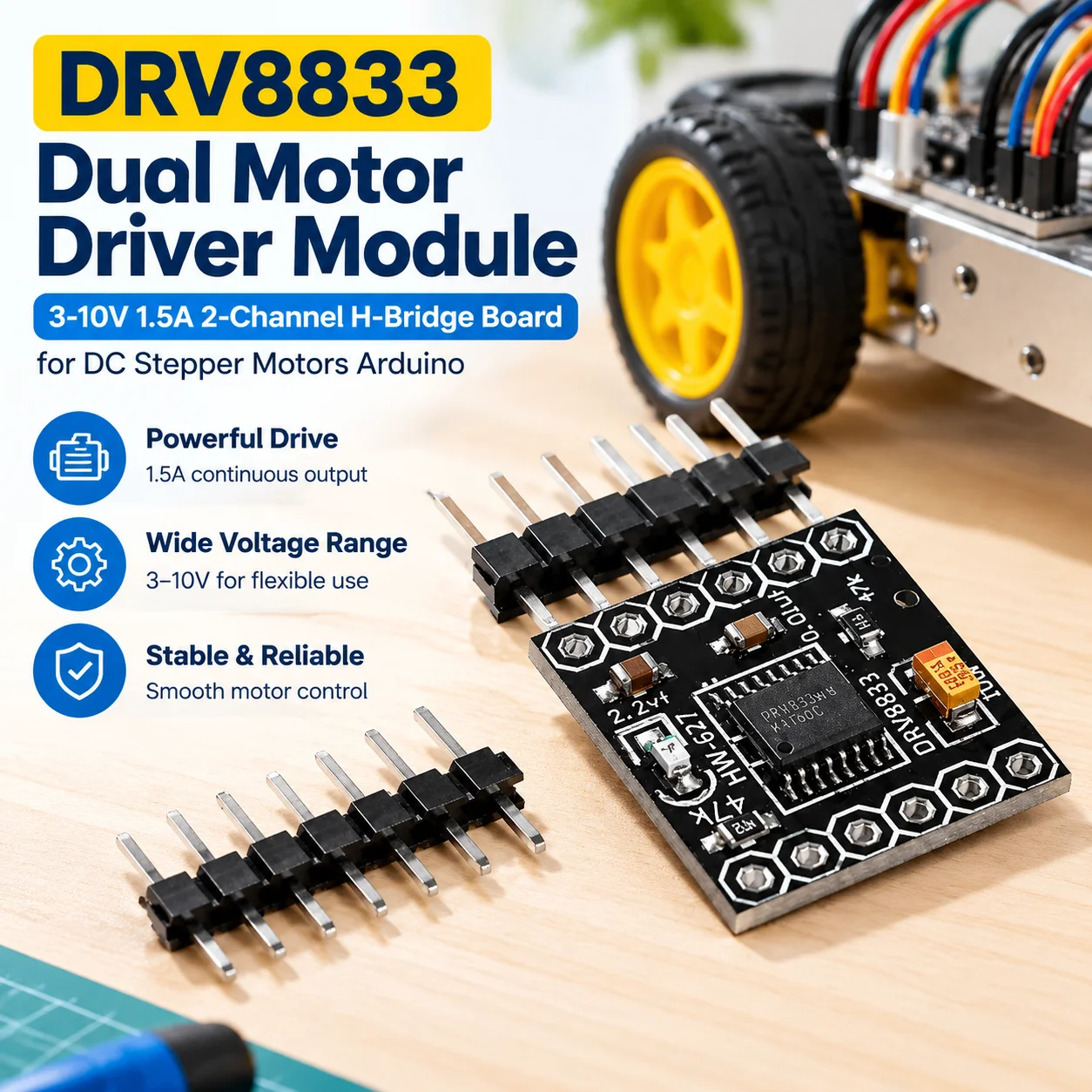 DRV8833 Dual Motor Driver Module 3-10V 1.5A 2-Channel H-Bridge Board for DC Stepper Motors Arduino