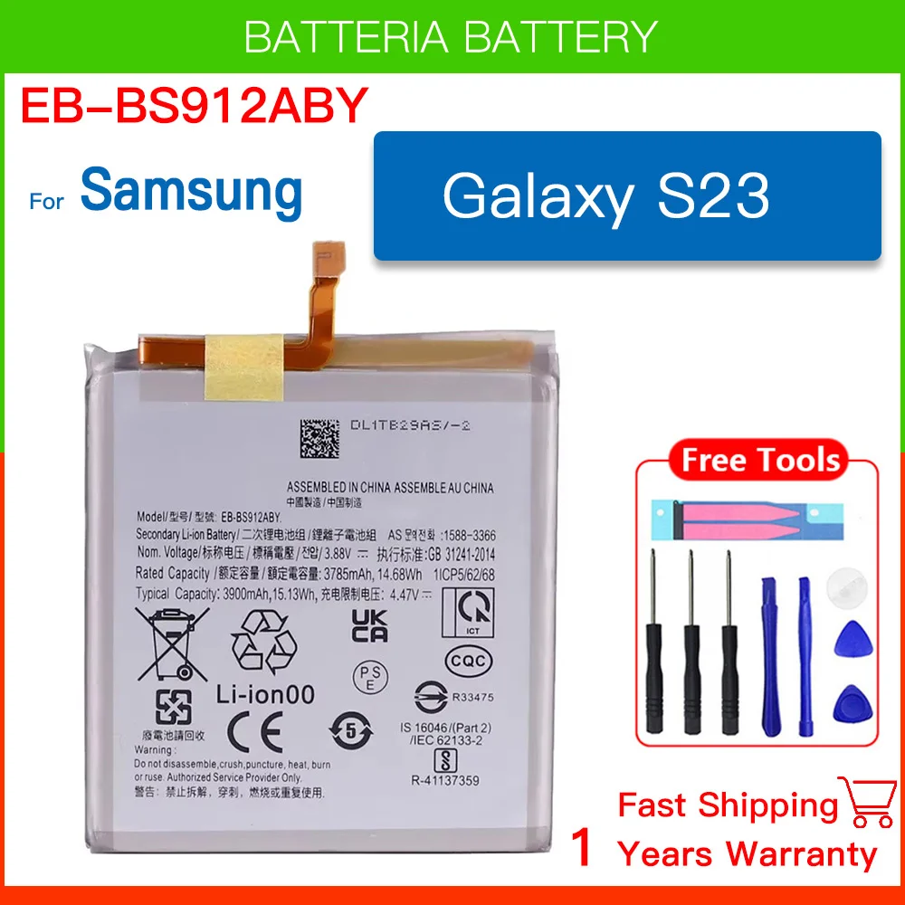 Replacement Battery EB-BS918ABY EB-BS916ABY EB-BS912ABY For Samsung Galaxy S23 Ultra S23Plus S23+ Rechargeable Phone Battery