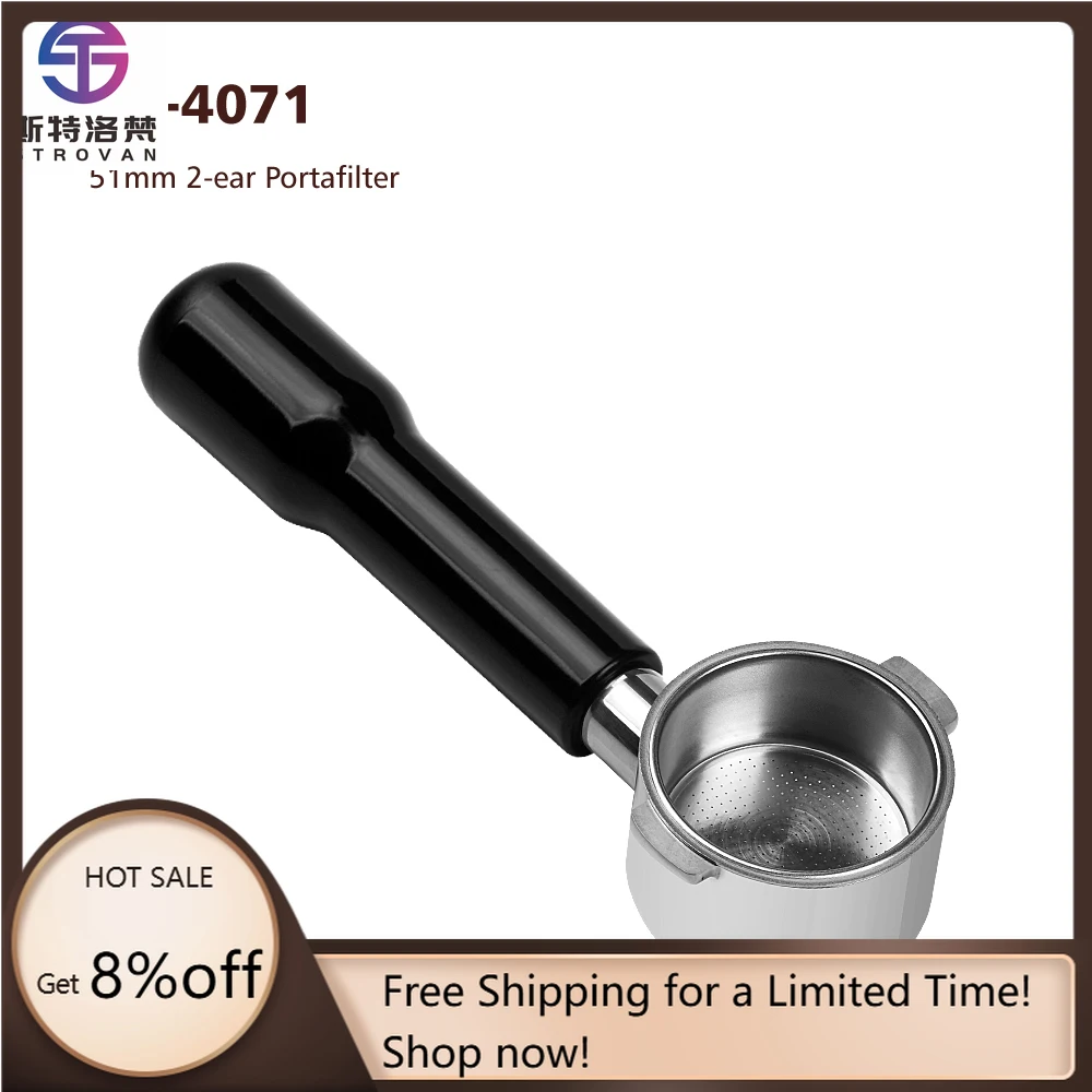 

STLF WJW Espresso Coffee Machines Tools 304 Stainless Steel Black Coffee Bottomless Portafilter 51mm 2 Ears for 311GR-310GR/ECO3