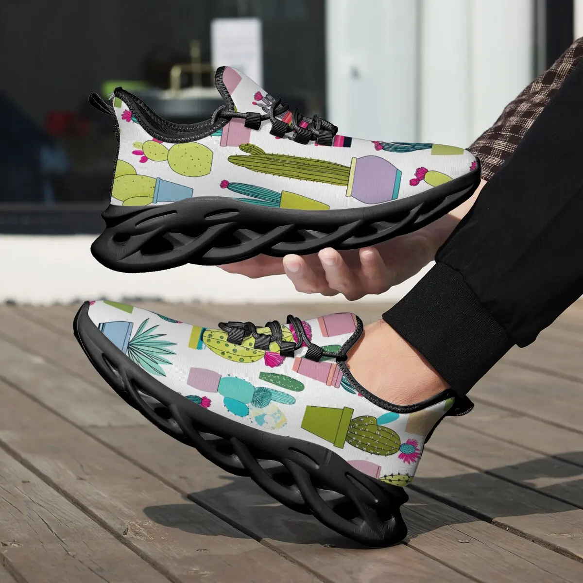 

Cactus Print Casual Sneakers Non-slip Men's Comfortable Breathable Couple Running Shoes Women Tenis Sports Shoe White Walking