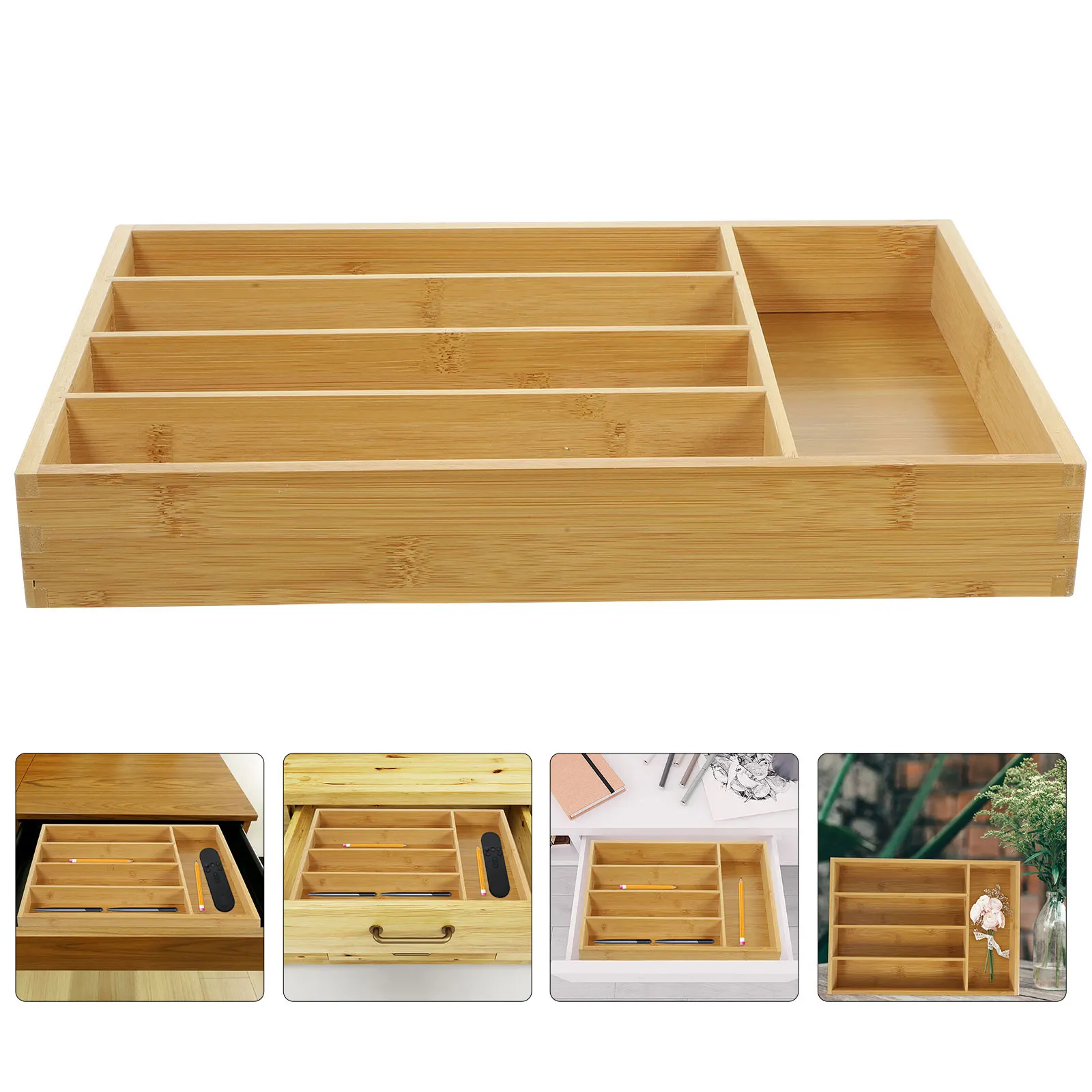 

Storage ganizers Underwear Drawer Bamboo Drawer Box Clothes Divider Multi grid Kitchen Silverware ganizer Bamboo Box