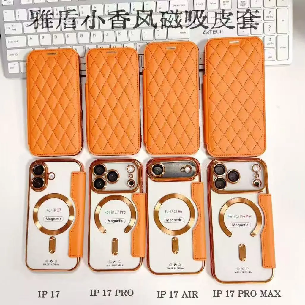 Applicable to iPhone 17 Pro Max - diamond pattern magnetic flip cover phone case, Apple 16 creative artificial leather cover, 15 view 5