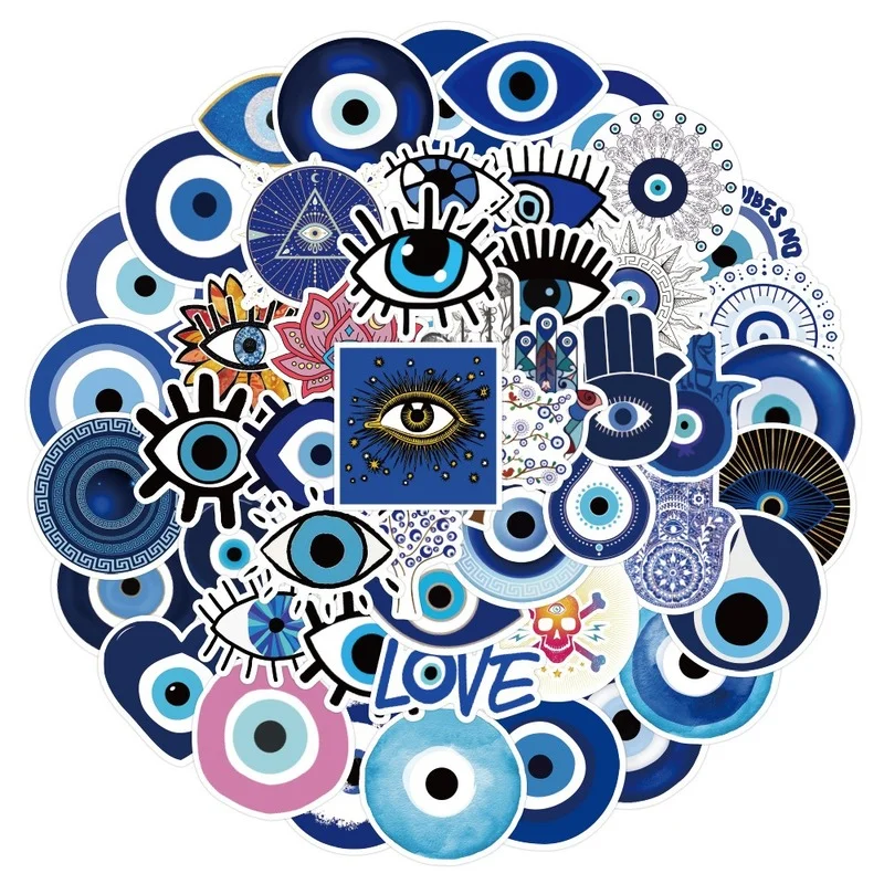 10/25/50pcs Evil Eyes Graffiti Stickers Aesthetic for Guitar Laptop Pad Phone Travel Luggage Cup Notebook Scrapbook Skateboard