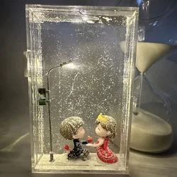 DIY Snow Lamp Streetlight Handmade Snow Lamp Office Desk Accessories Moving Sand Art Ornament Valentine Day Gift For Girlfriend