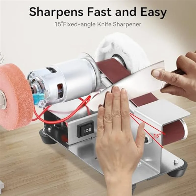 【Popular】Mini Belt Sander-Power Belt Sanders,Small Bench Belt Sander Machine,7 Gear Adjustable Speed Electric Belt Sander