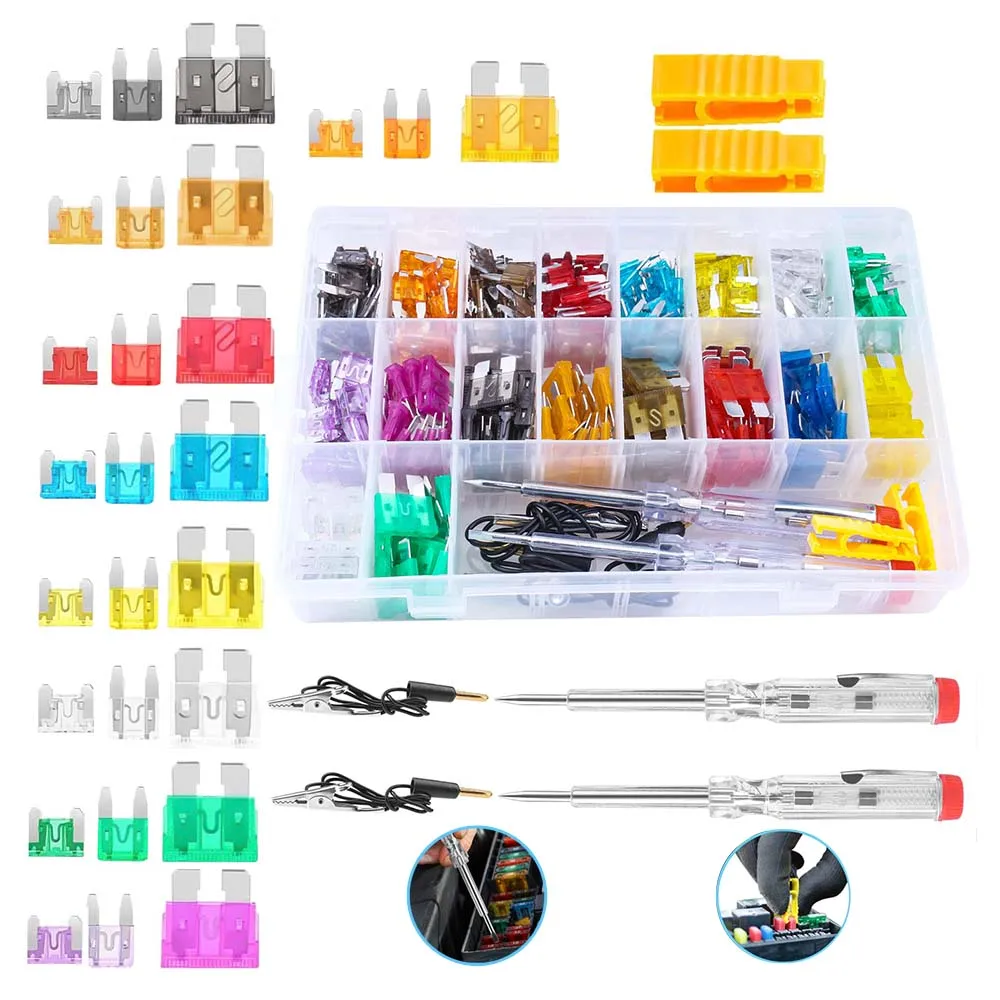 306Pcs Fuses Assortment Kit,Standard & Mini & Low Profile Mini Blade Fuse with Fuse Tester & Puller for RV/Marine/Truck (2A-35A)