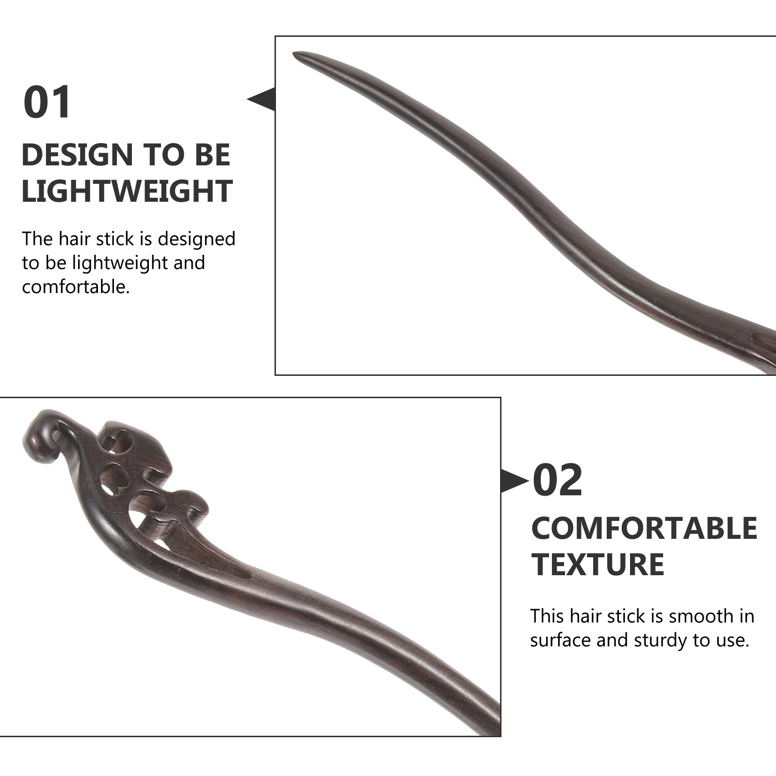 

Women Stick Wooden Black Ebony Hairpin Smooth Sturdy Design For Hanfu Traditional Chinese Clothing Elegant Classic Style