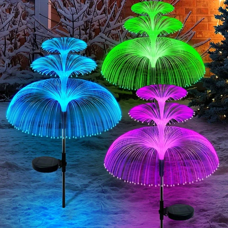 1 Pack 1/2/3 Layer Solar Fountain Jellyfish Lights Christmas Tree Lights With Colorful Changing LED Halloween Decorations