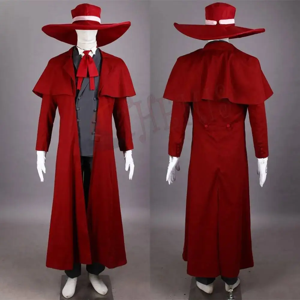 New Vampireng Hunter Cosplay Hellsing Alucardes Cosplay Costumes Coat Hat Wig To Choose For Game Party Halloween Custom Made - view 2