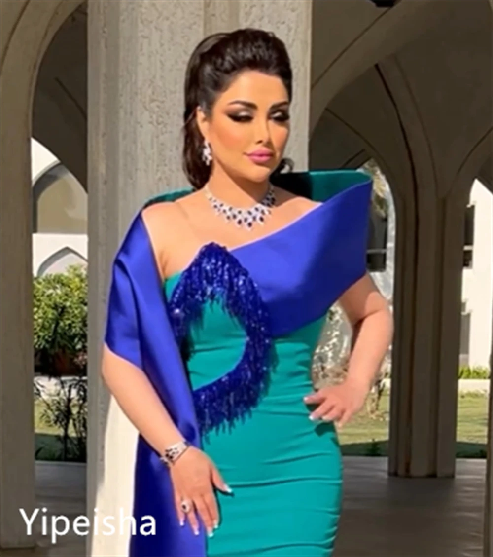 Customized High Quality Sexy Off-the-shoulder Sheath Evening Homecoming Flowers Sequin Fold Satin Prom Dresses