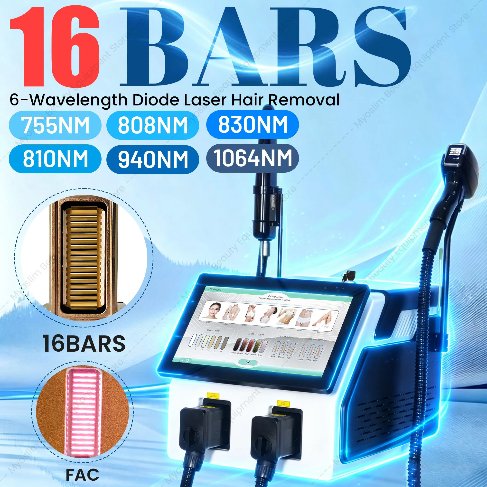 Portable 2IN1 808 Diode Laser Hair Removal Machine 6 Wavelengths Collimation Ice Point Cooling Picosecond Tattoo Pigment Spot