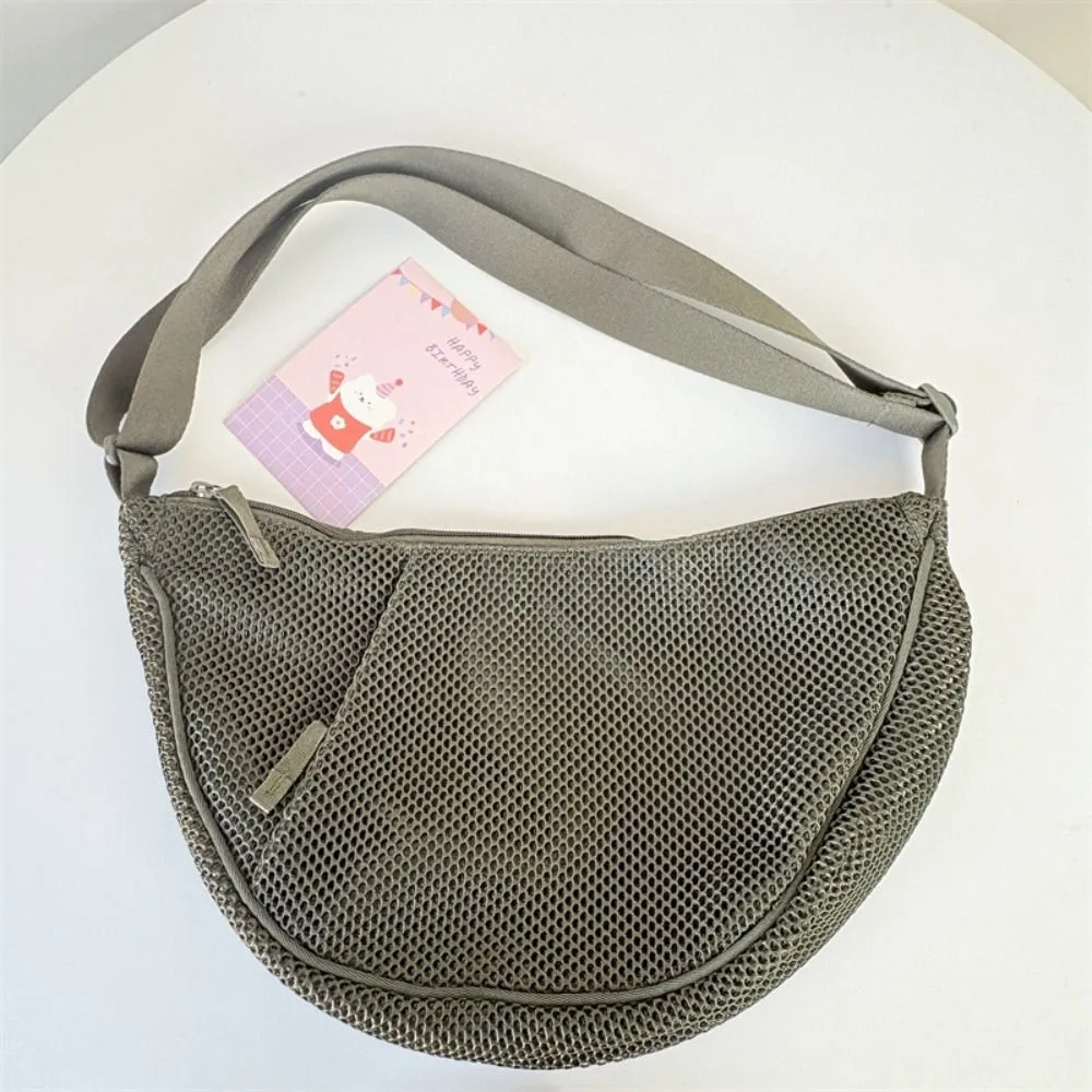 

Модная корейская сумка-кроссбоди из нейлоновой сетки, регулируемая сумка-пельмень, однотонная наплечная сумка для активного отдыха