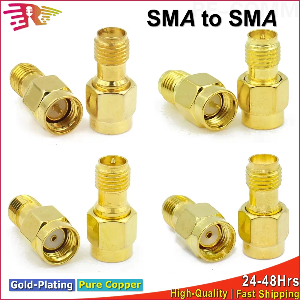 1pcs Connector SMA Male to RP SMA Female RF Coaxial Adapter Kit RP-SMA  Plug Converter Straight Copper Brass For WIFI  Antenna