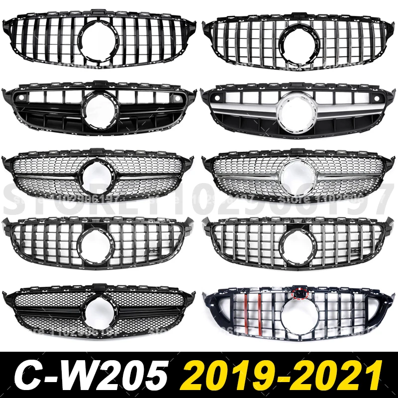 

Для 2019-2021 W205 C Class Mercedes Benz C180 C200 C220 C250 C260 C300 C350 C400 C450 C43 C63 AMG Бампер Mesh Racing Grille
