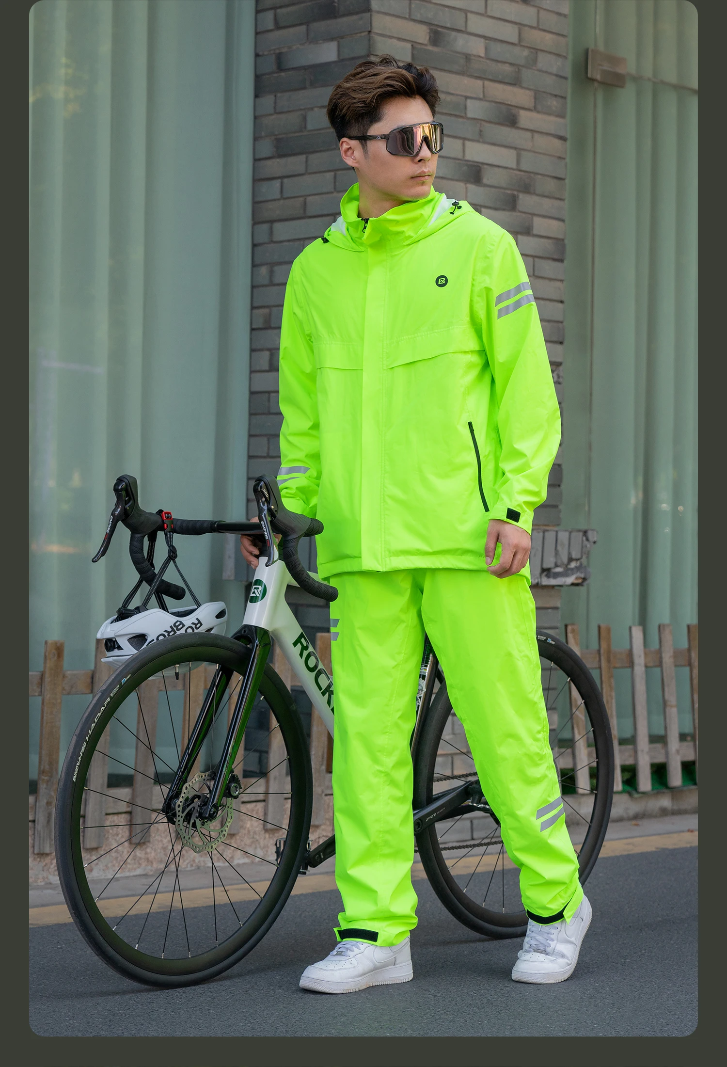ROCKBROS Fahrrad-Regenmantel Allwetter Stark Regenfest Atmungsaktive Regenbekleidung Outdoor Leichter Packbarer Regenmantel-Set – Detail 12