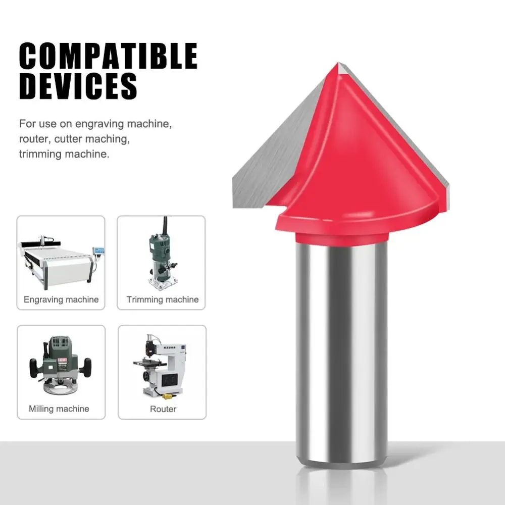 Professional Shank Router Bits Solid Precision V Type 90 Degree Router Bits Durable Efficient CNC-Router Bits Woodworking