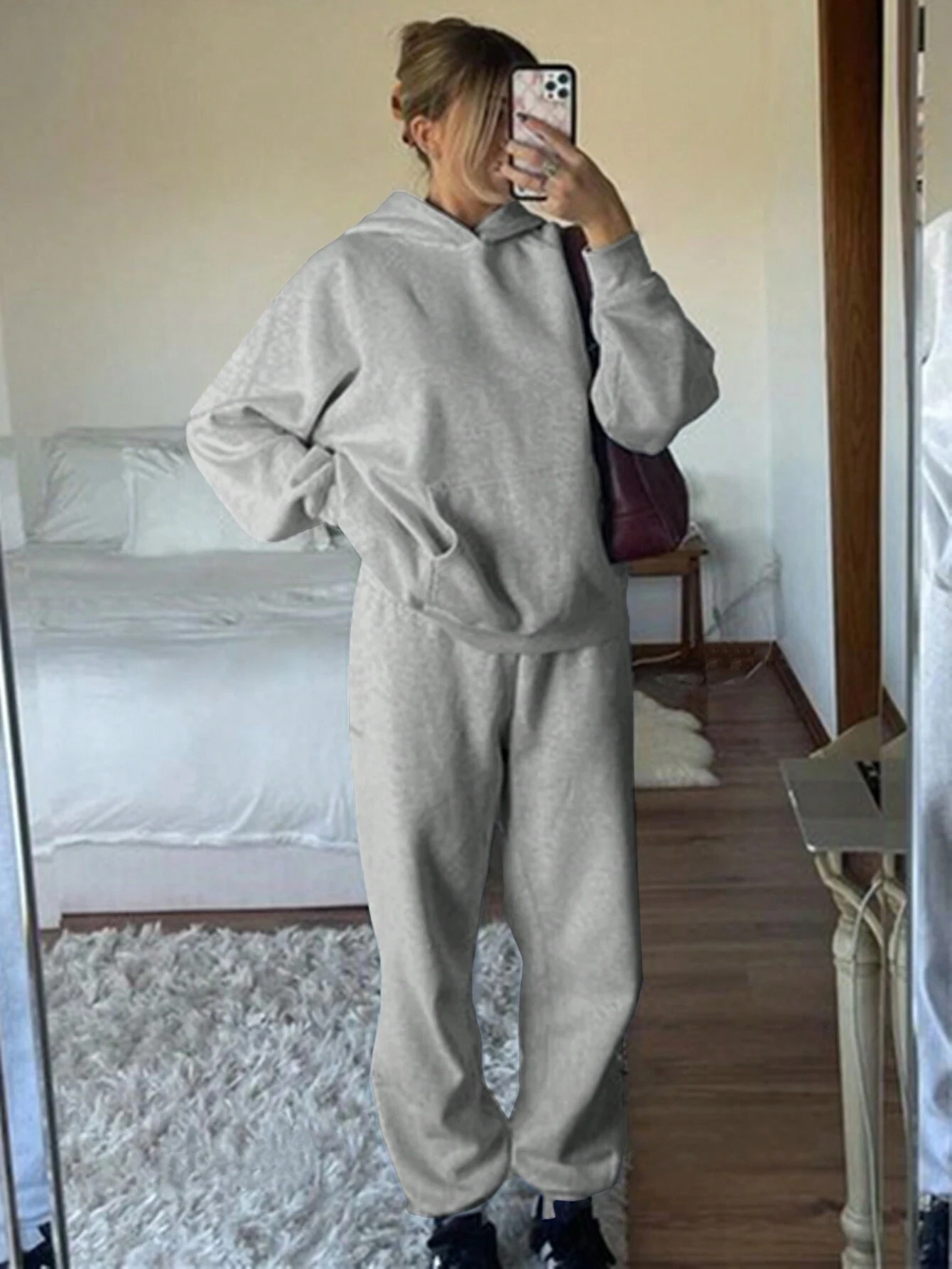 Einfarbig Frauen Hoodie set Athflow Straße Hip Hop Kleidung Casual Weibliche 2 stücke Kleidung Plüsch sweatshirt Y2K Jugendliche cleanfit
