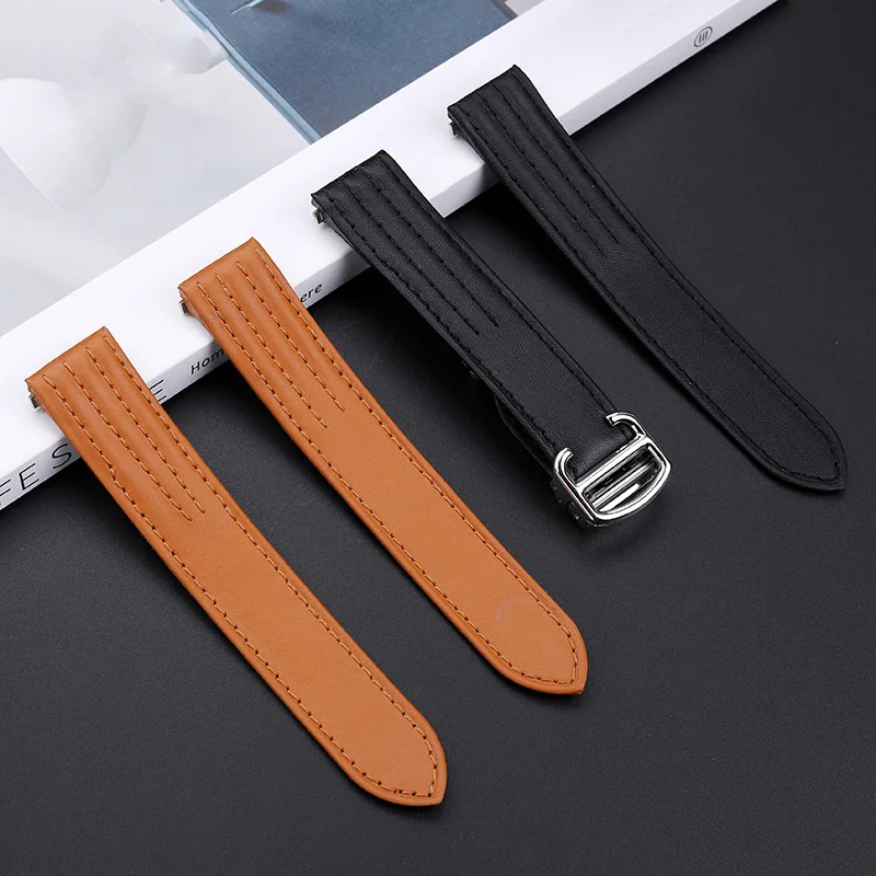 까르띠에 로드스터 W6206018 W6206017용 19mm 20mm 퀵 릴리스 가죽 스트랩 |   접이식 버클이 있는 정품 송아지 가죽 밴드