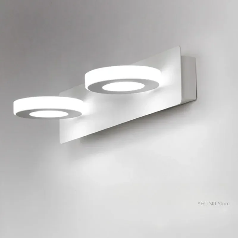 GHEUVNJ Simple and modern circular anti fog bathroom, moisture-proof bathroom, LED waterproof and anti glare Nordic mak