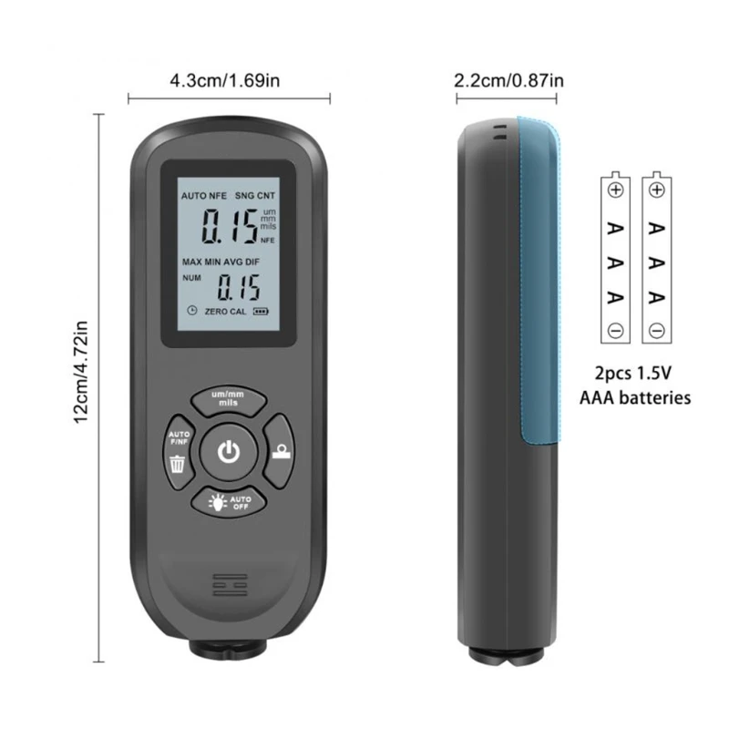 Medidor digital espessura pintura para teste medidor espessura revestimento automotivo
