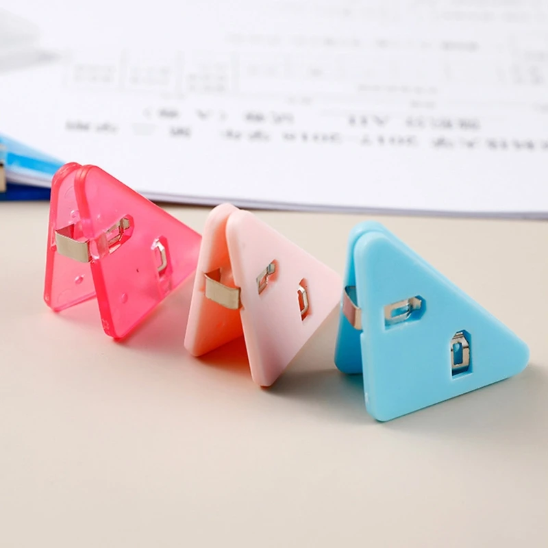Corner Paper Clamp Triangular Clip Small File Clip Notes Holder Hold 50 Sheets for Student Teacher School