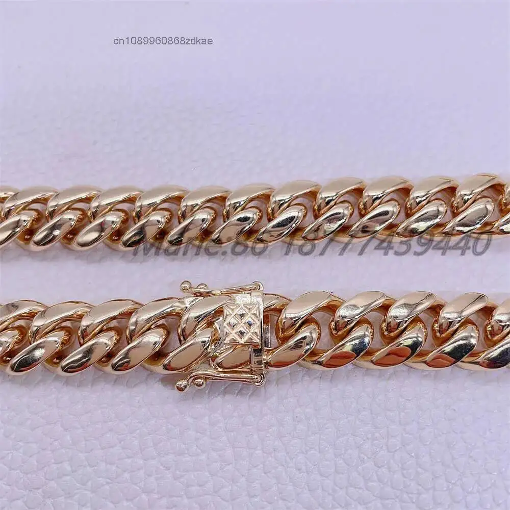 Cadena Cubana de Oro Sólido de 12 mm y 20 Pulgadas con Certificado, Joyería Hip Hop de Lujo, Cadena Cubana de Oro Real de 14k