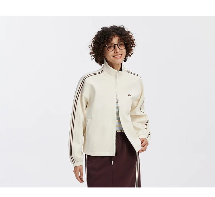 Semir Jacke für Damen, Kordelzug, College-Stil, Stehkragen, Textur, sportlich, 2025, Herbst-Oberbekleidung, Damenbekleidung, Tops für Damen – Detail 12