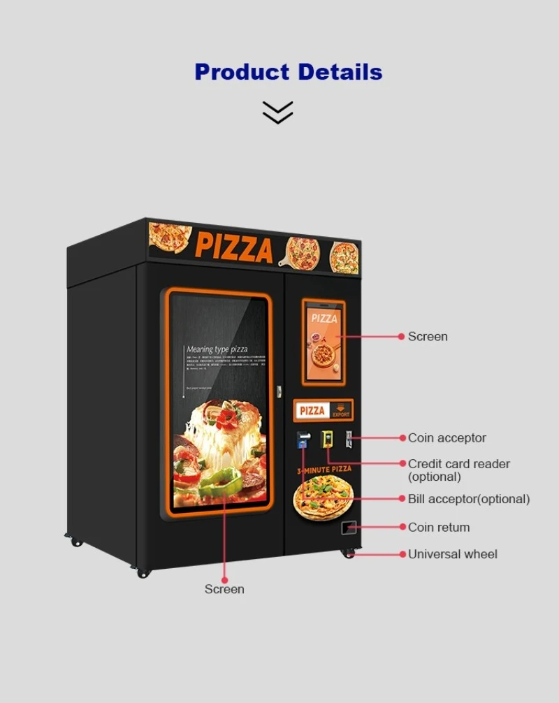 Быстрый и вкусный торговый автомат для мгновенной пиццы с различными опциями Самообслуживающийся автомат для продажи монет