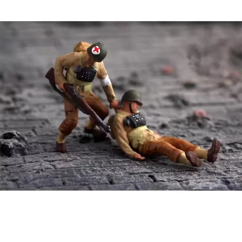 Modell im Maßstab 1:72 Die Normandie Landungen der Vereinigten Staaten 10 Stück Soldaten mit 2 Hindernissen Actionfigur DIY Szenenzubehör