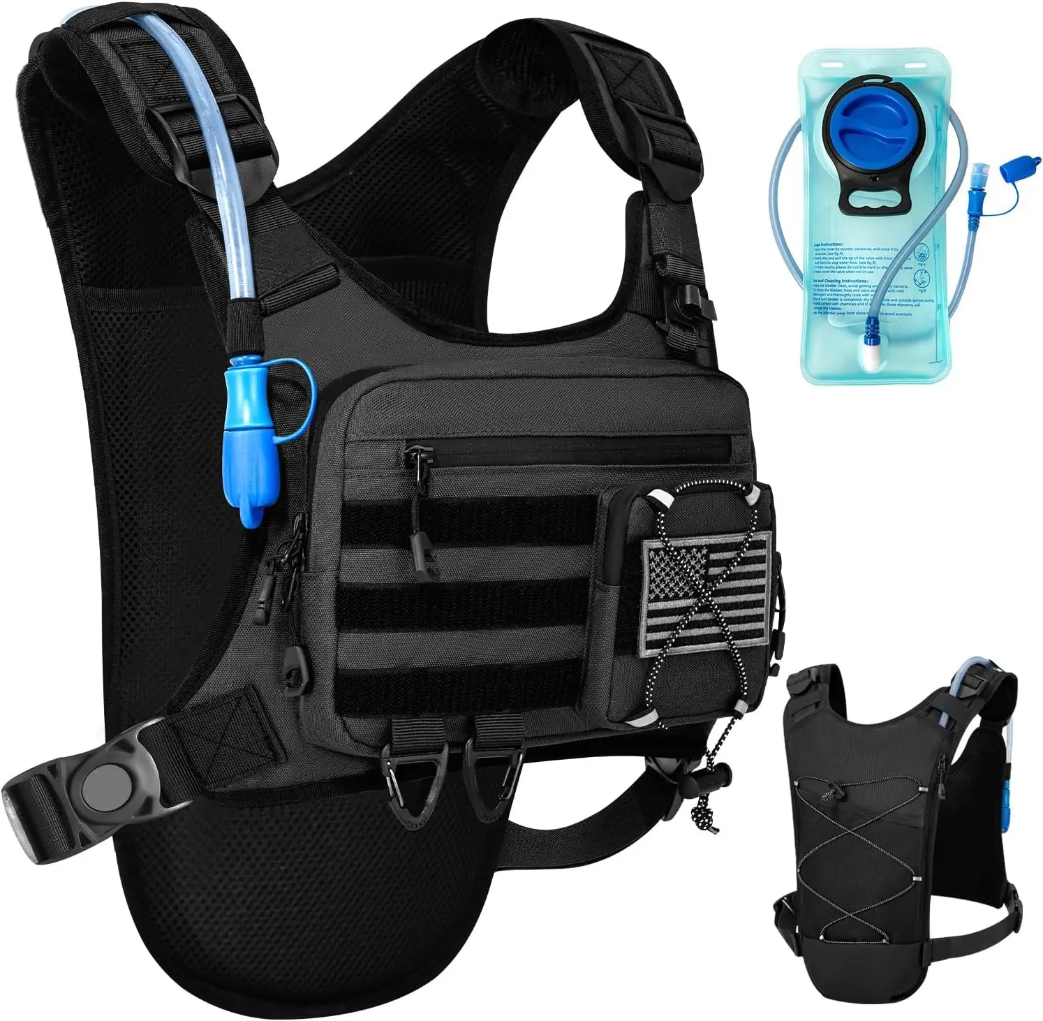

Hydration Vest with 2L Water Bladder, Lightweight Adjustable Backpack for Running, Cycling, Hiking