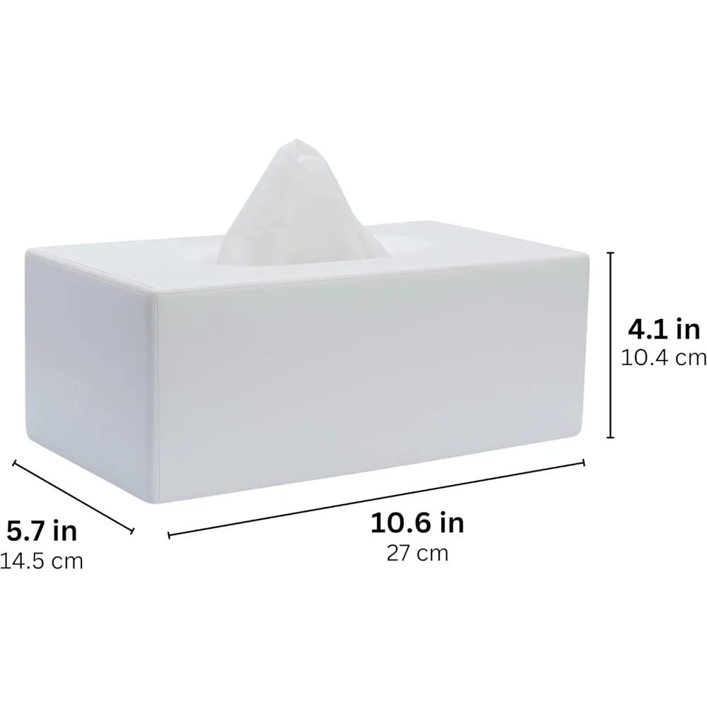 غطاء علبة مناديل بيضاء غير لامعة، موزع مستطيل للحمام والمطبخ والمكتب والفندق ومكتب السيارة