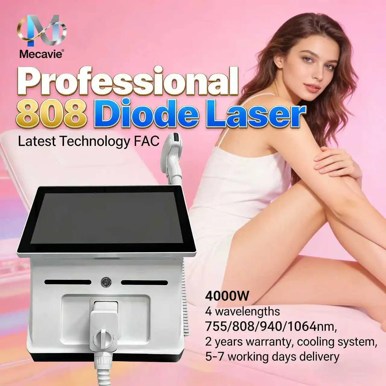 

Новейшее обновленное лазерное оборудование для удаления волос 2026 года, 4000 Вт, диодный лазер, 755 808 940 1064 нм, многоволновое, для салонов красоты