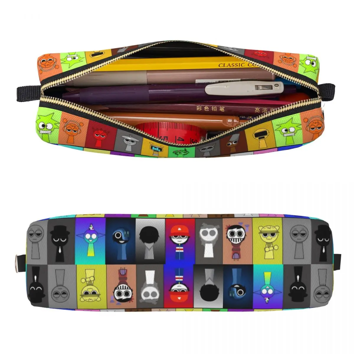 Creative Sprunki Game Pencil Cases Funny Cartoon Pencilcases Pen for Student Big Capacity Bag Students School Zipper Stationery