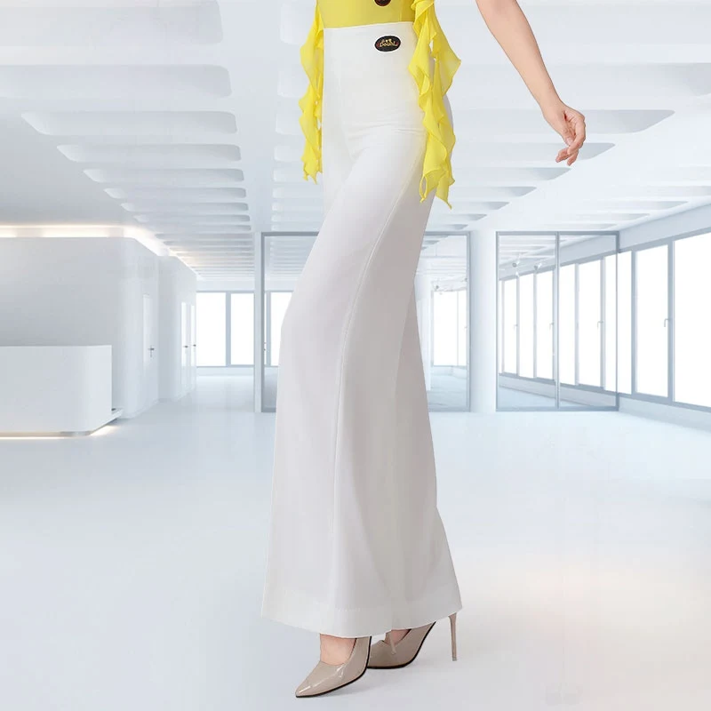 Pantalons de danse Standard National pour femmes, pantalons blancs de danse latine, taille haute, Costumes de spectacle de danse, pantalons de salle de bal, 2025 DN20702