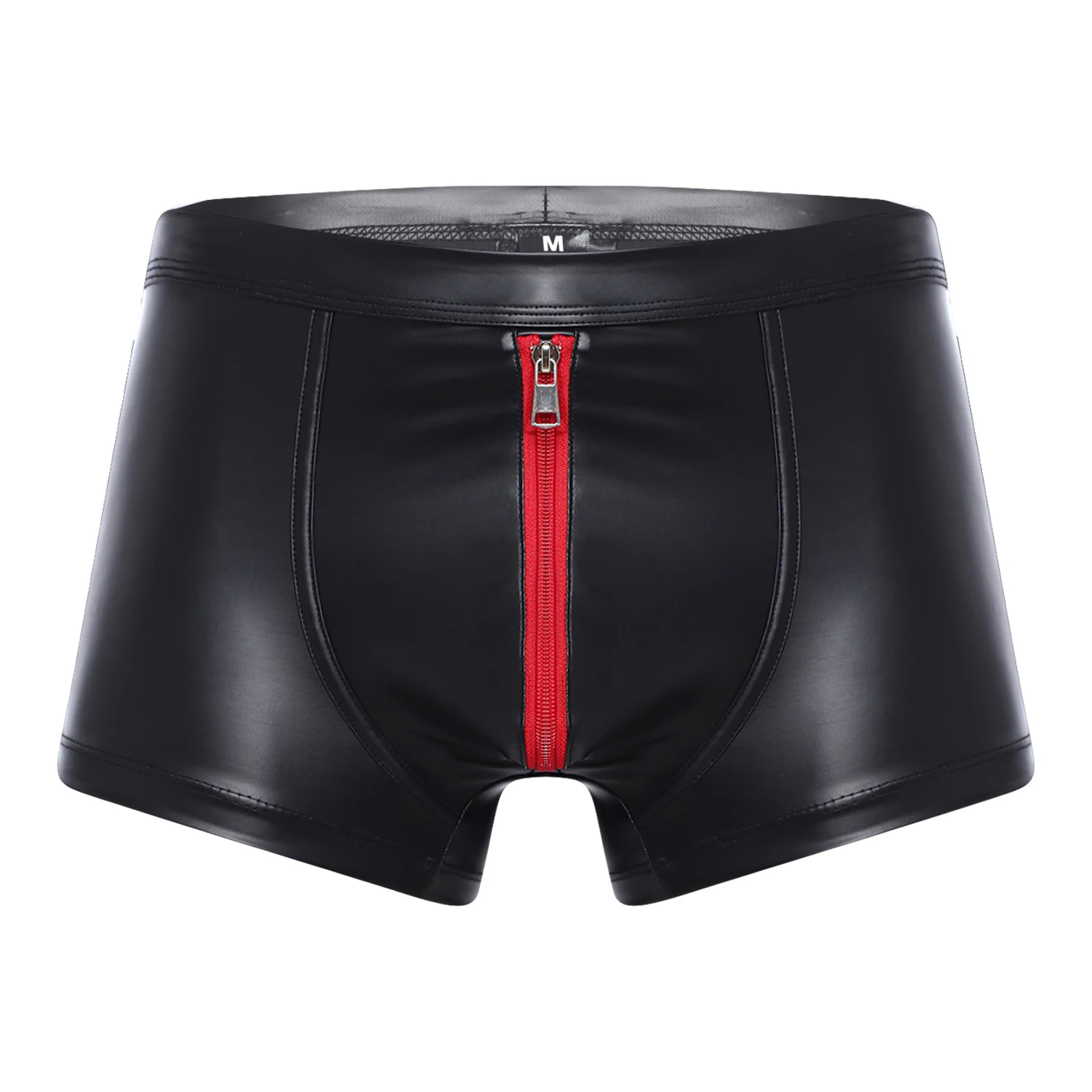 

Mens Hot Pants Low Rise Boxer Shorts Underwear Bulge Pouch PU Leather Briefs for Nightclub Rave Party Stage Show Pole Dance Wear